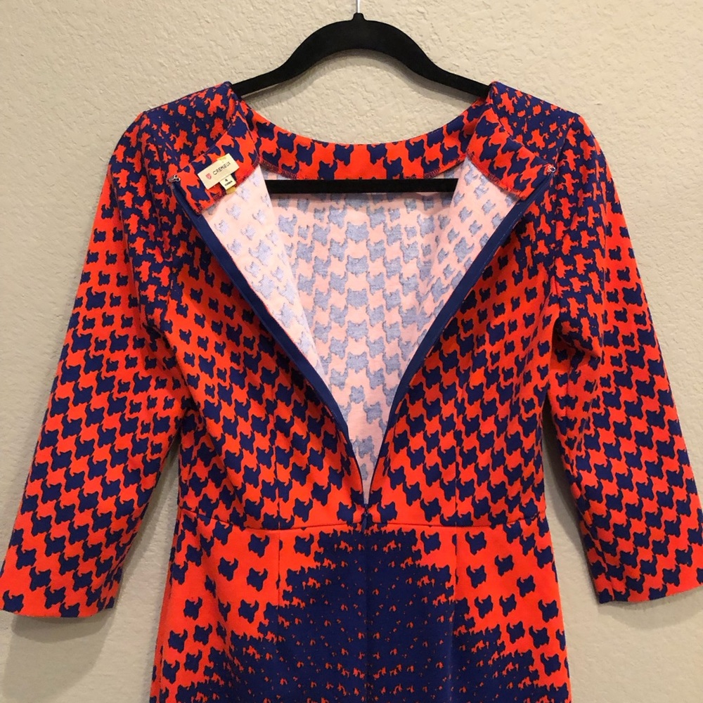 Cremieux Orange and Blue 3/4 Sleeve Dress Size 4 - Picture 4 of 5
